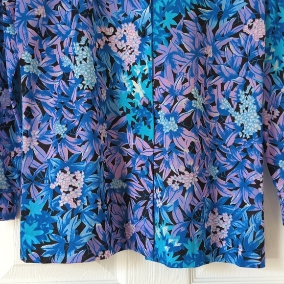 Roxanne 70's Vintage Union Made Floral Pointed Collar Button Down Shirt Purple M - Picture 8 of 12